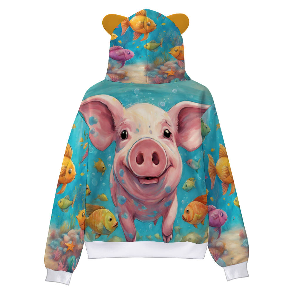 Custom Unisex Adult Cat-eared Hoody Long sleeve Hoodie Sweatshirt