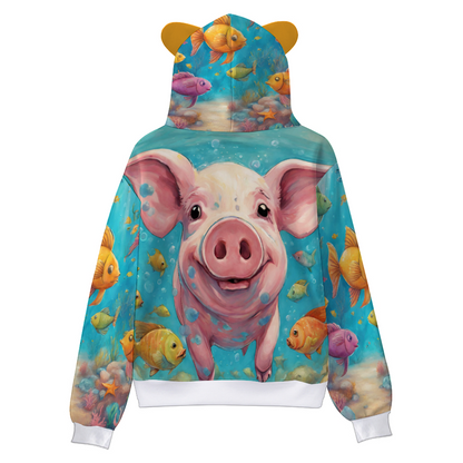 Custom Unisex Adult Cat-eared Hoody Long sleeve Hoodie Sweatshirt