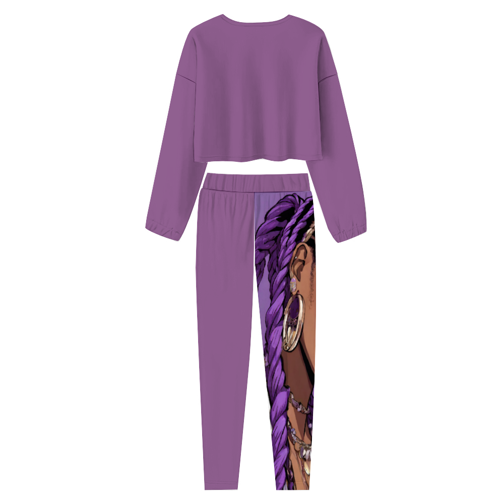 Custom Women's Two Piece Outfits Long Sleeve Zipper Top and Trousers Set